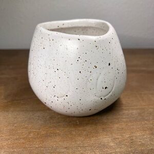 Speckled Stoneware Mug, Handleless White Pottery Cup Studio Art